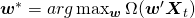 Rendered by QuickLaTeX.com \boldsymbol{w}^{*} = arg \max_{\boldsymbol{w}} \Omega(\boldsymbol{w}' \boldsymbol{X}_t)